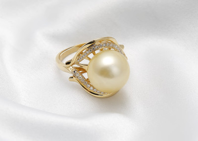 Nhẫn vàng 18k ngọc trai biển Jade 10-11mm Eropi Jewelry