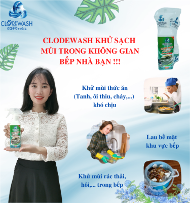 Chai Xịt Khử Mùi Nhà Bếp Công nghệ Nhật Bản CLODEWASH Genki