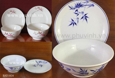 Bộ bát tô đĩa sứ Bát Tràng Phú Vinh