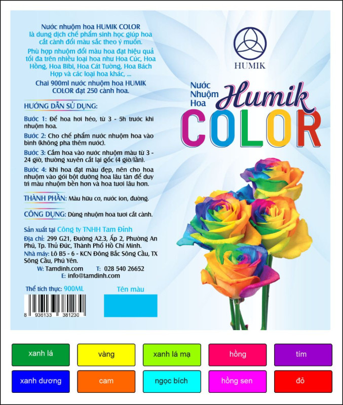 Nước Nhuộm Hoa Color Cam Humik Tam Đỉnh - Giúp Hoa Cắt Cành Đổi Màu Sắc