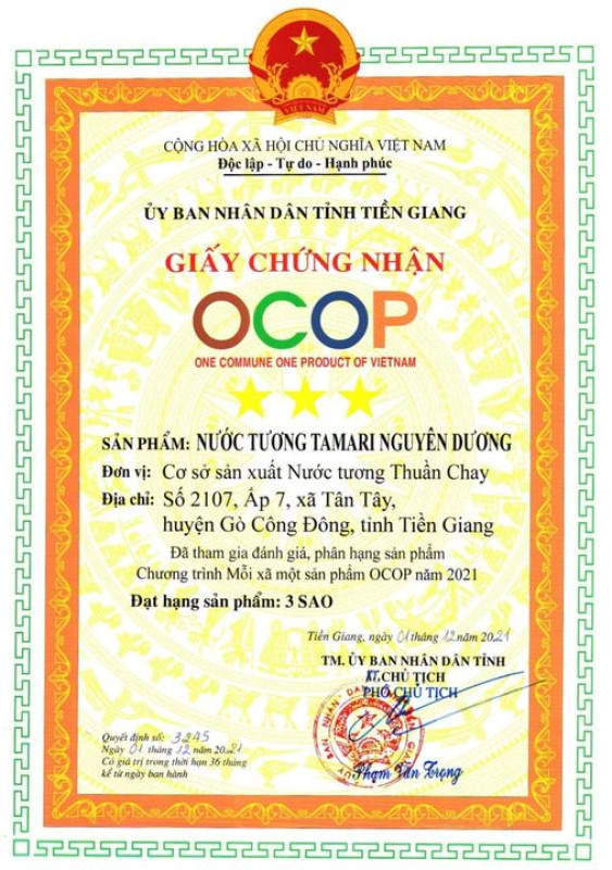 Tamari Nguyên Dương Thuần Chay – SP OCOP 3 Sao Tiền Giang