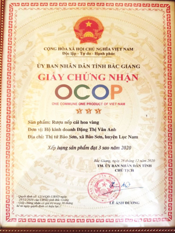 Rượu Nếp Cẩm Bảo Sơn - SP OCOP 3 Sao Bắc Giang