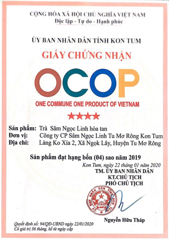 Trà Sâm Ngọc Linh Hòa Tan TuMơRông - SP OCOP 4 Sao Kon Tum