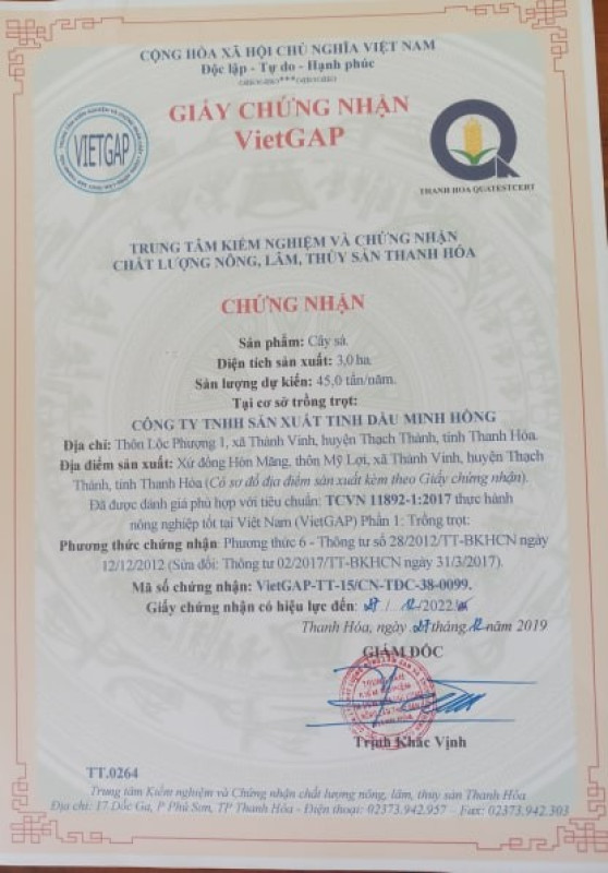 Tinh Dầu Lá Xông Minh Hồng - SP OCOP 3 Sao Thanh Hóa