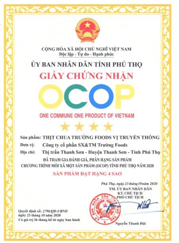 Thịt Chua Khai Vị Trường Food - SP OCOP 4 Sao Phú Thọ
