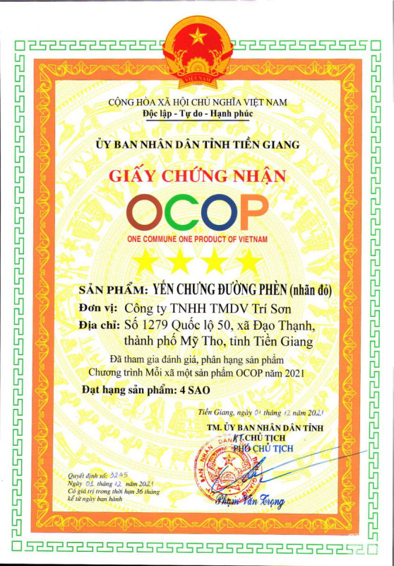 Yến Chưng 100% Đường Phèn Yến Sào Trí Sơn - SP OCOP 4 Sao Tiền Giang