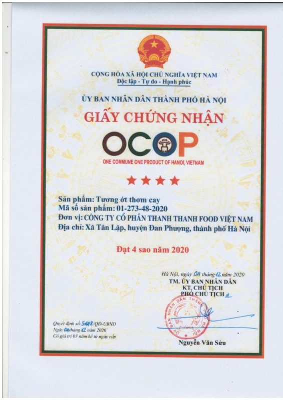 Tương Ớt Thơm Cay Thanh Thanh Food - SP OCOP 4 Sao Hà Nội