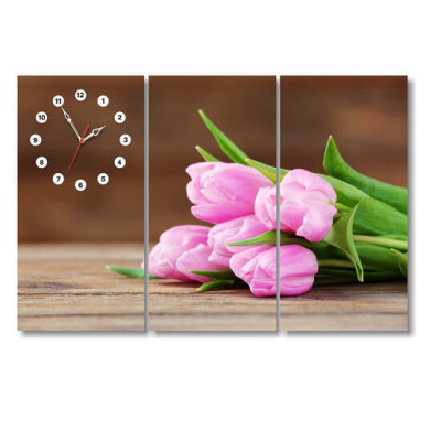 Đồng hồ tranh Tulip hồng phấn