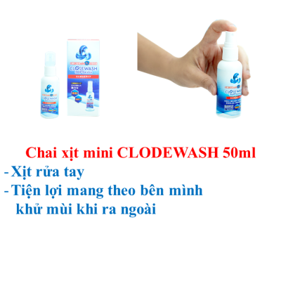 Chai xịt khử mùi mini, tiện lợi mang theo, xịt rửa tay công nghệ Nhật Bản CLODEWASH 50ml Genki
