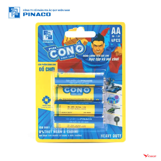 Combo 5 vỉ Pin Con Ó Đồ Chơi Trẻ Em PVC R6P PINACO – An Toàn Cho Người Sử Dụng Và Môi Trường